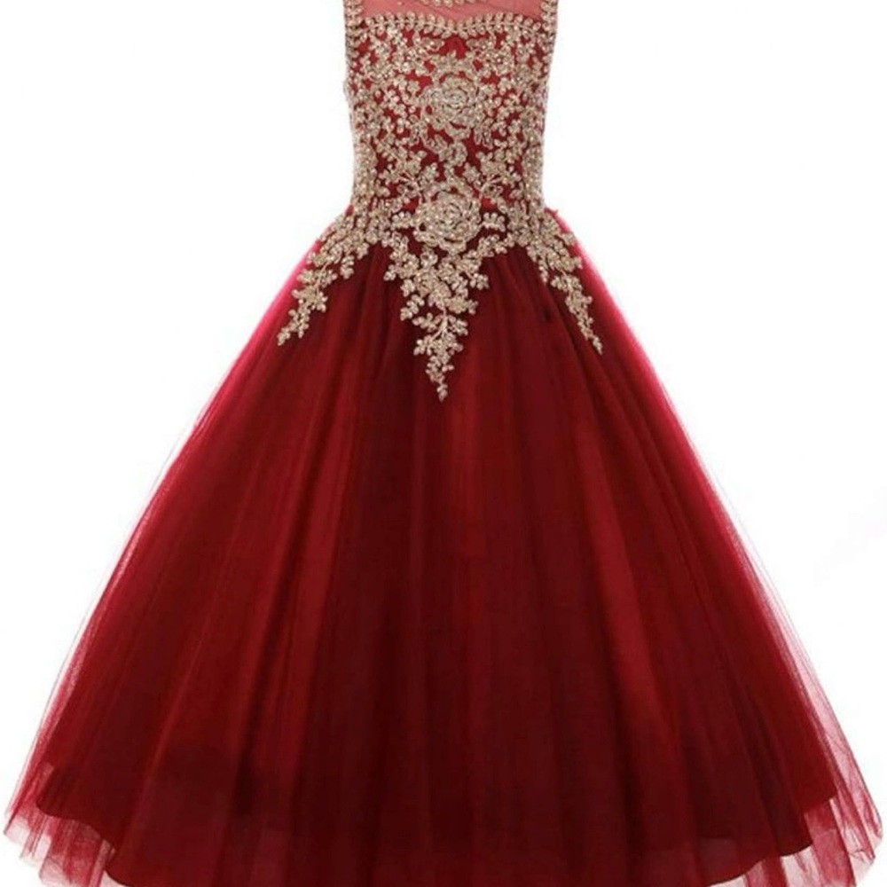 Elegant Burgundy Kids Dress with Lace Embellishments